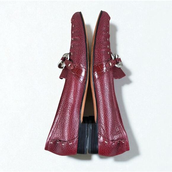 BRIGHTON Klee Leather Slip On Loafer W's 7.5 Burgundy Retro Classic Made Brazil - Picture 8 of 13